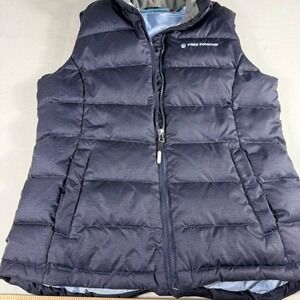 Free Country Womens Puffer Vest Full Zip Sleeveless Down Blend Navy‎ Blue Small
